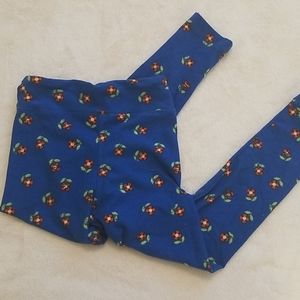 Girl's Lularoe Leggings Blue with Flowers Size S/M